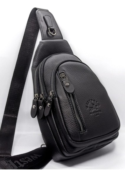 Erkek Siyah Çapraz Göğüs Ve Omuz Çantası