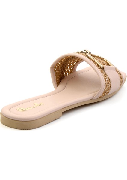 Kadın Terlik Vizon Bej Renk Tekstil Malzeme modelleri