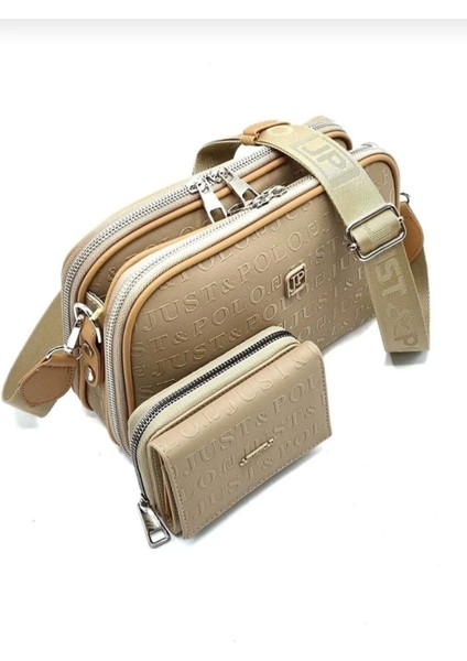 Justpolo Kadın Vizon 6 Bölmeli Çanta Cüzdan Takımı fiyatları