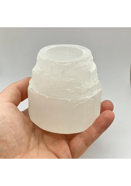 Selenit Taşı Mumluk - 8 cm - Kule Şeklinde fiyatları