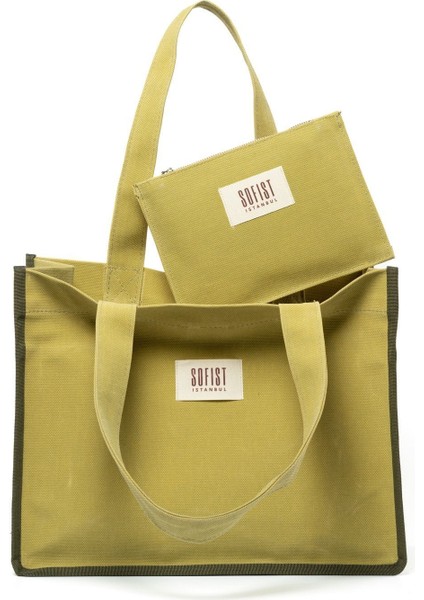 Fıstık Yeşili Moyen Waxed Canvas Tote Bag Mumlu Kanvas Kadın Omuz Çantası fiyatları