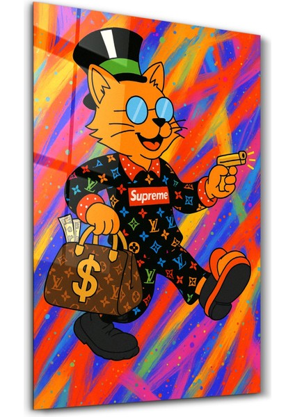 Rich Cat Energy - Hype Luxe Cam Duvar Tablosu