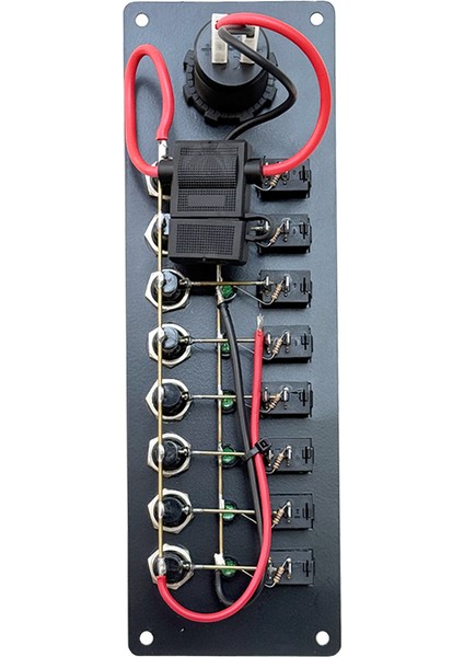 Marine Tekne Switch Panel 8 Anahtar Soketli 12/24V 250X80MM