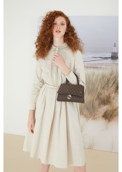 Kahve Monogram Kadın Omuz Çantası 05PO22K1598