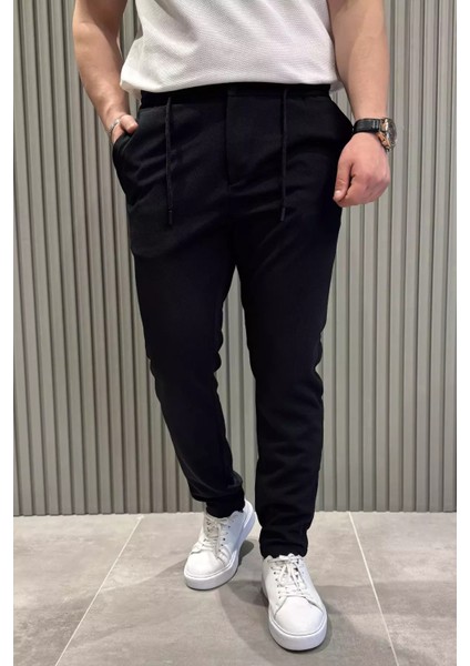 Bel Bağcıklı Düz Paça Erkek Jogger Pantolon P-00015473