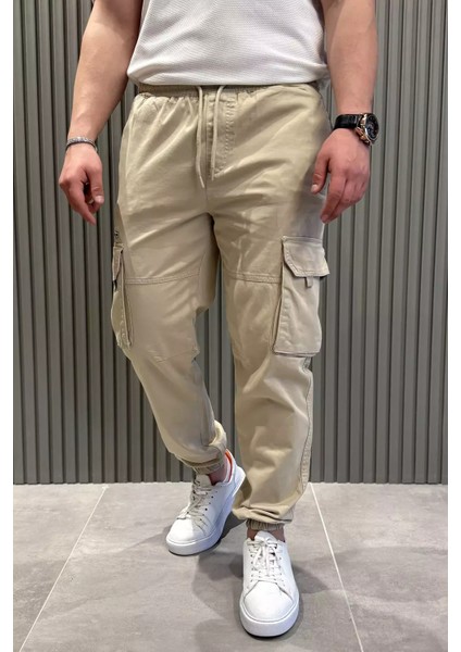 Bel ve Paça Lastikli Kargo Cepli Erkek Pantolon P-00015481