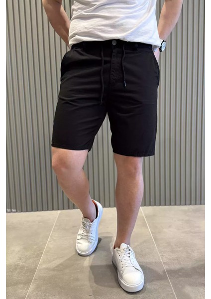 Bel Bağcıklı Fermuarlı Erkek Şort P-00015479