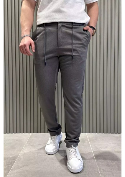 Bel Bağcıklı Düz Paça Erkek Jogger Pantolon P-00015473
