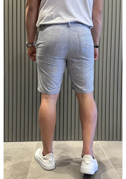Bel Bağcıklı Keten Erkek Şort P-00015446 modelleri