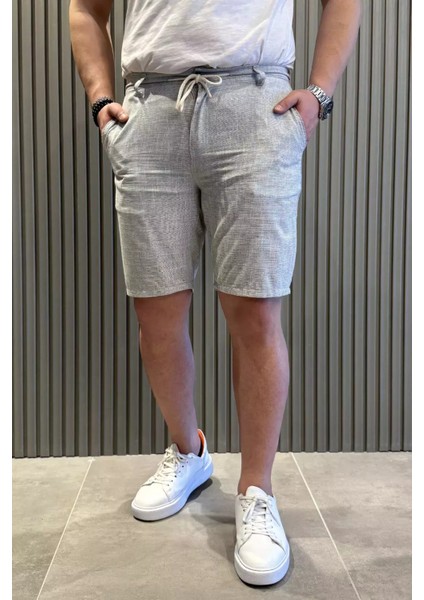 Bel Bağcıklı Keten Erkek Şort P-00015446
