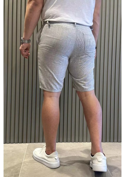Bel Bağcıklı Keten Erkek Şort P-00015446 modelleri