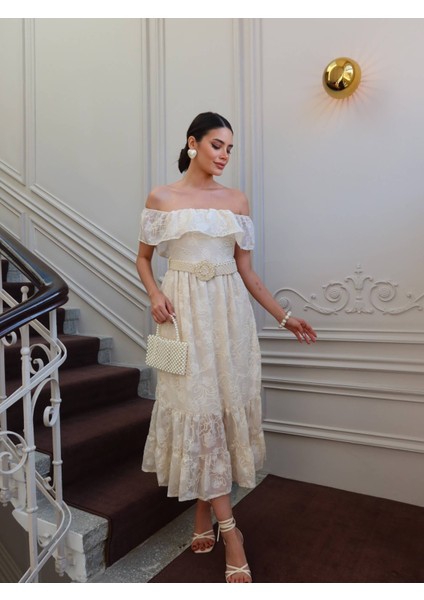 Astarlı Kemerli Nakış Işleme Detaylı Elbise fiyatları