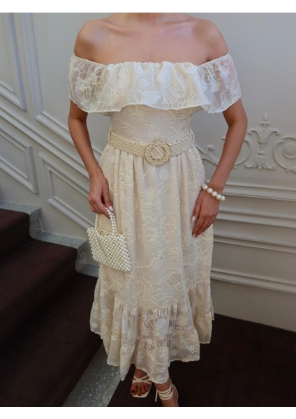 Astarlı Kemerli Nakış Işleme Detaylı Elbise modelleri