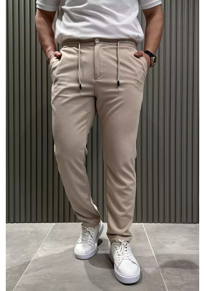 Bel Bağcıklı Düz Paça Erkek Jogger Pantolon P-00015473