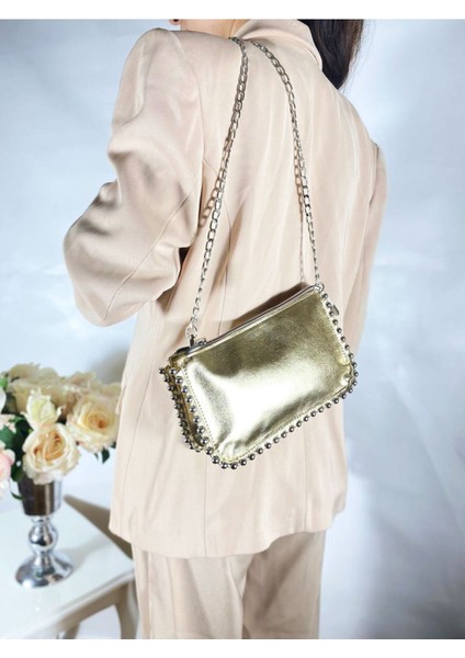 Kadın Gold Altın Zincirli Omuz Ve Kol Çantası fiyatları
