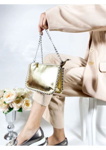 Kadın Gold Altın Zincirli Omuz Ve Kol Çantası modelleri