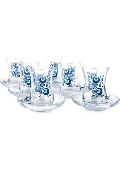 Desenli 6 Kişilik Çay Bardağı Seti