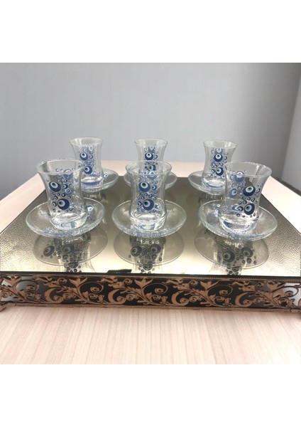 Desenli 6 Kişilik Çay Bardağı Seti