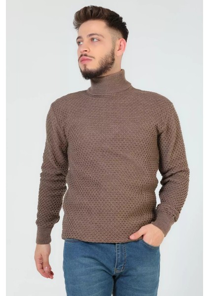 Erkek Balıkçı Yaka Desenli Triko Kazak P-00006886