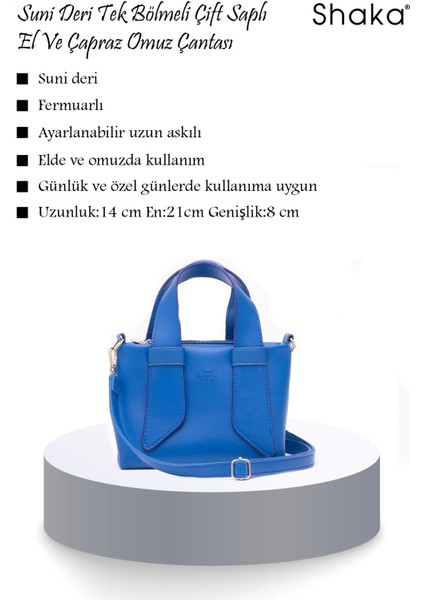 Saks Mavi Shk60 Deri, Tek Bölmeli, Fermuarlı, Ayarlanabilir Askılı, El, Kol Ve Omuz Çantası fırsatları