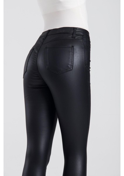 Lacarıno Kadın Siyah Yüksek Bel Mumlu Pantolon