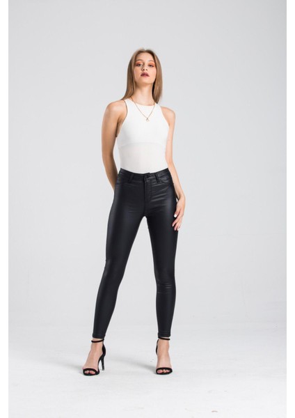Lacarıno Kadın Siyah Yüksek Bel Mumlu Pantolon modelleri