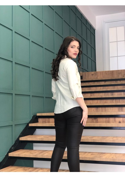 Lacarıno Kadın Siyah Yüksek Bel Mumlu Pantolon indirimleri