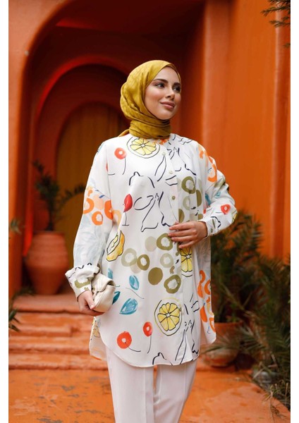 Desenli Geniş Kalıp Rahat Tesettür Kadın Gömlek fiyatları