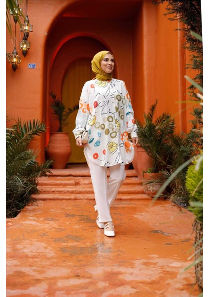 Desenli Geniş Kalıp Rahat Tesettür Kadın Gömlek fırsatları