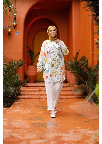 Desenli Geniş Kalıp Rahat Tesettür Kadın Gömlek indirimleri