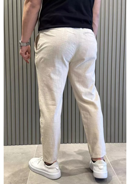Erkek Bağcıklı Keten Jogger Pantolon P-00015413