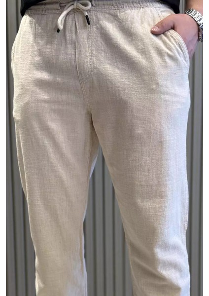 Erkek Bağcıklı Keten Jogger Pantolon P-00015413