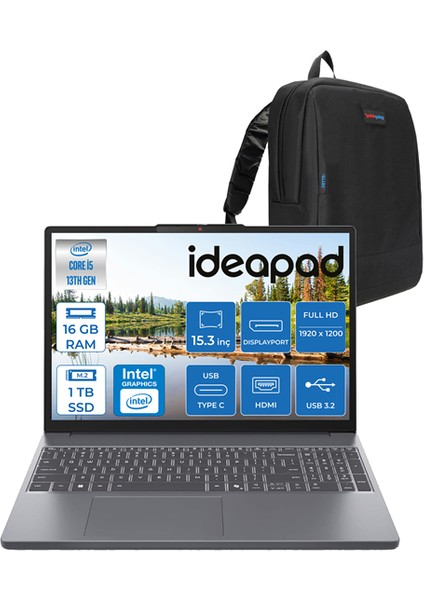 Ideapad Slim 3 Intel Core I5 13420H 16GB Ddr5 1tb SSD Intel® UHD Graphics Freedos 15.3" Wuxga IPS Taşınabilir Bilgisayar ID15IRH10F03 + Zettaçanta