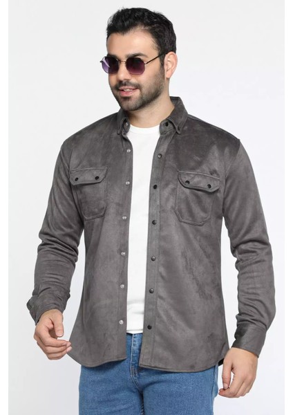 Süet Çıtçıtlı Erkek Gömlek P-00013000