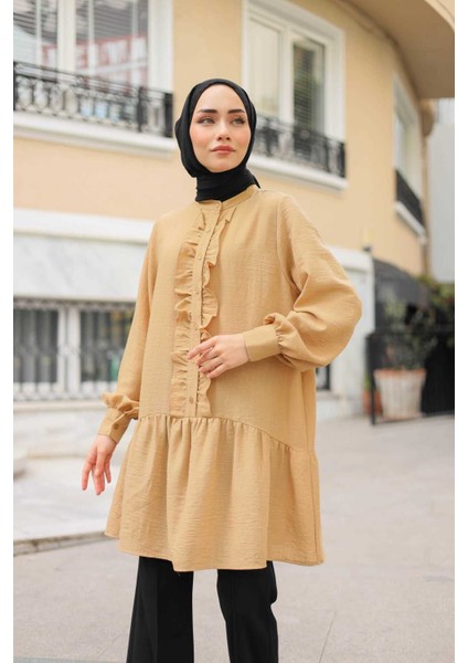 Dora Müslim - Keten Kumaş Düğmeli Kadın Gömlek