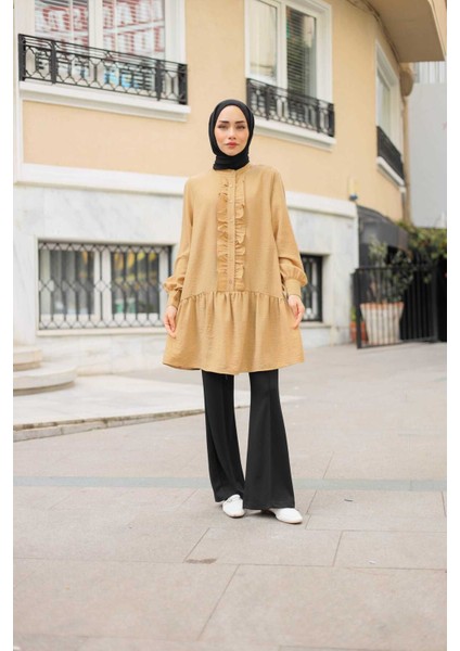 Dora Müslim - Keten Kumaş Düğmeli Kadın Gömlek fiyatları