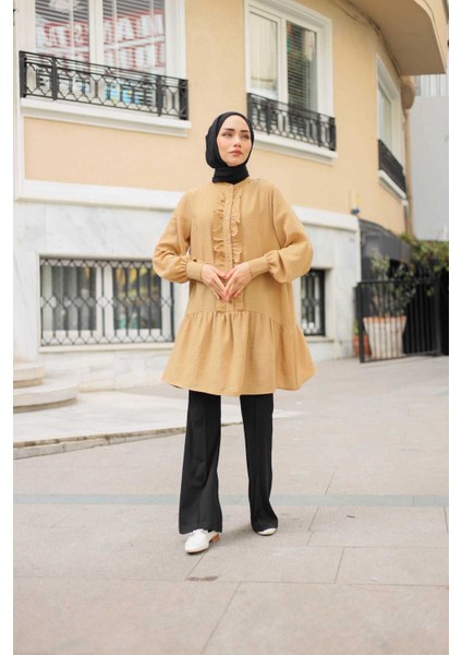 Dora Müslim - Keten Kumaş Düğmeli Kadın Gömlek modelleri