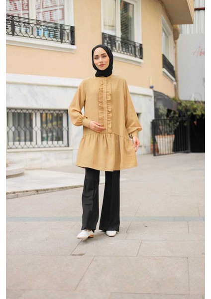 Dora Müslim - Keten Kumaş Düğmeli Kadın Gömlek indirimleri