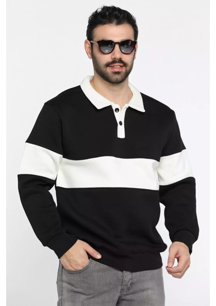 Erkek Polo Yaka Şerit Detaylı Üç Iplik Şardonlu Sweatshirt P-00014197 fiyatları