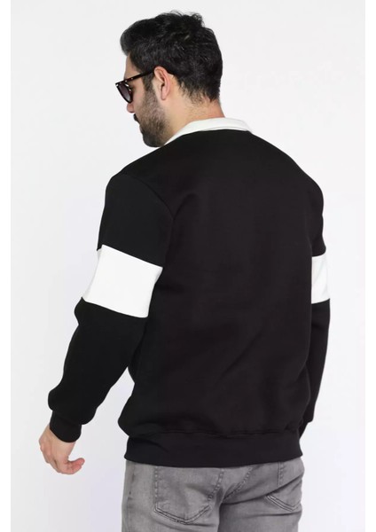 Erkek Polo Yaka Şerit Detaylı Üç Iplik Şardonlu Sweatshirt P-00014197 modelleri