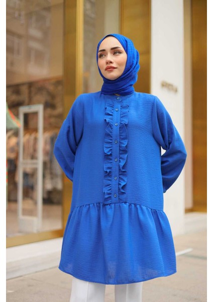 Dora Müslim - Keten Kumaş Düğmeli Kadın Gömlek