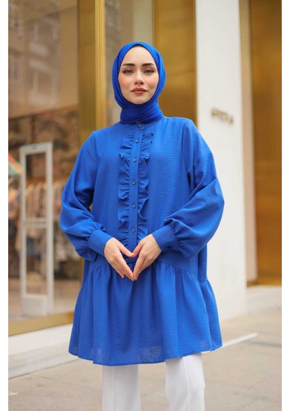 Dora Müslim - Keten Kumaş Düğmeli Kadın Gömlek indirimleri