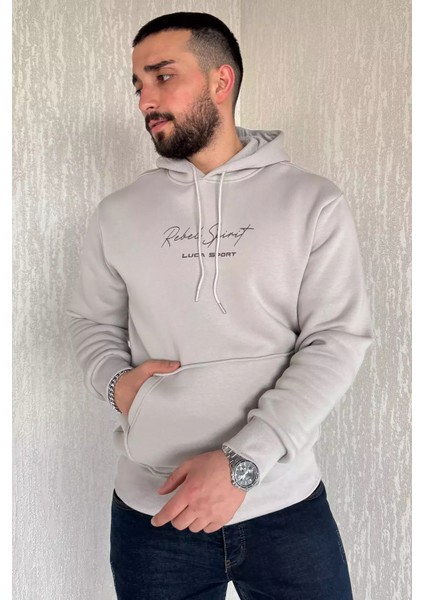 Üç Iplik Şardonlu Kanguru Cepli Erkek Sweatshirt P-00014407