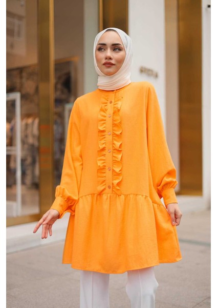 Dora Müslim - Keten Kumaş Düğmeli Kadın Gömlek