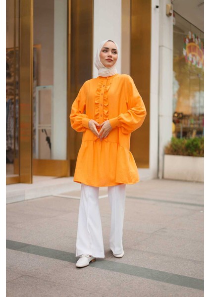 Dora Müslim - Keten Kumaş Düğmeli Kadın Gömlek fiyatları