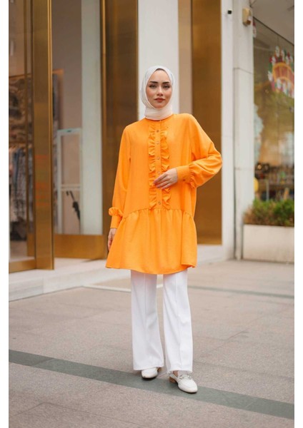 Dora Müslim - Keten Kumaş Düğmeli Kadın Gömlek fırsatları