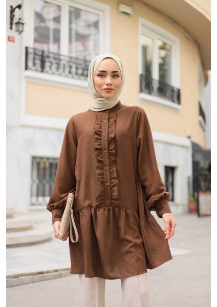 Dora Müslim - Keten Kumaş Düğmeli Kadın Gömlek