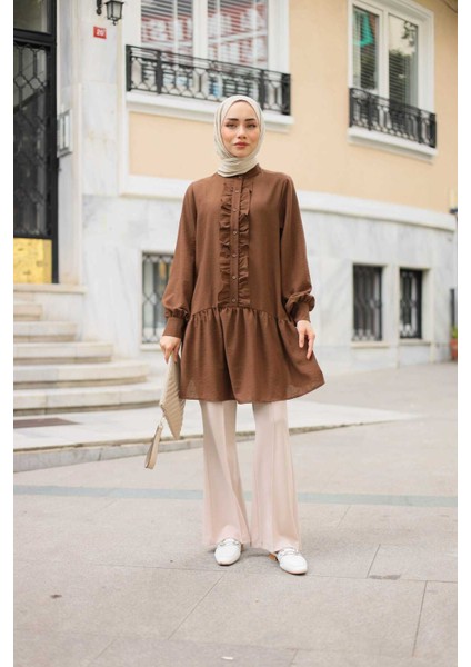 Dora Müslim - Keten Kumaş Düğmeli Kadın Gömlek fiyatları