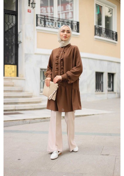 Dora Müslim - Keten Kumaş Düğmeli Kadın Gömlek modelleri