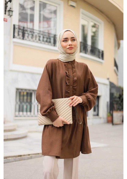 Dora Müslim - Keten Kumaş Düğmeli Kadın Gömlek indirimleri